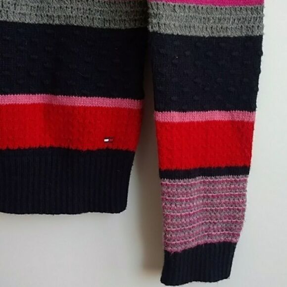 Tommy Hilfiger Sweater Red Navy Striped Knit Sweater - S - Picture 7 of 8
